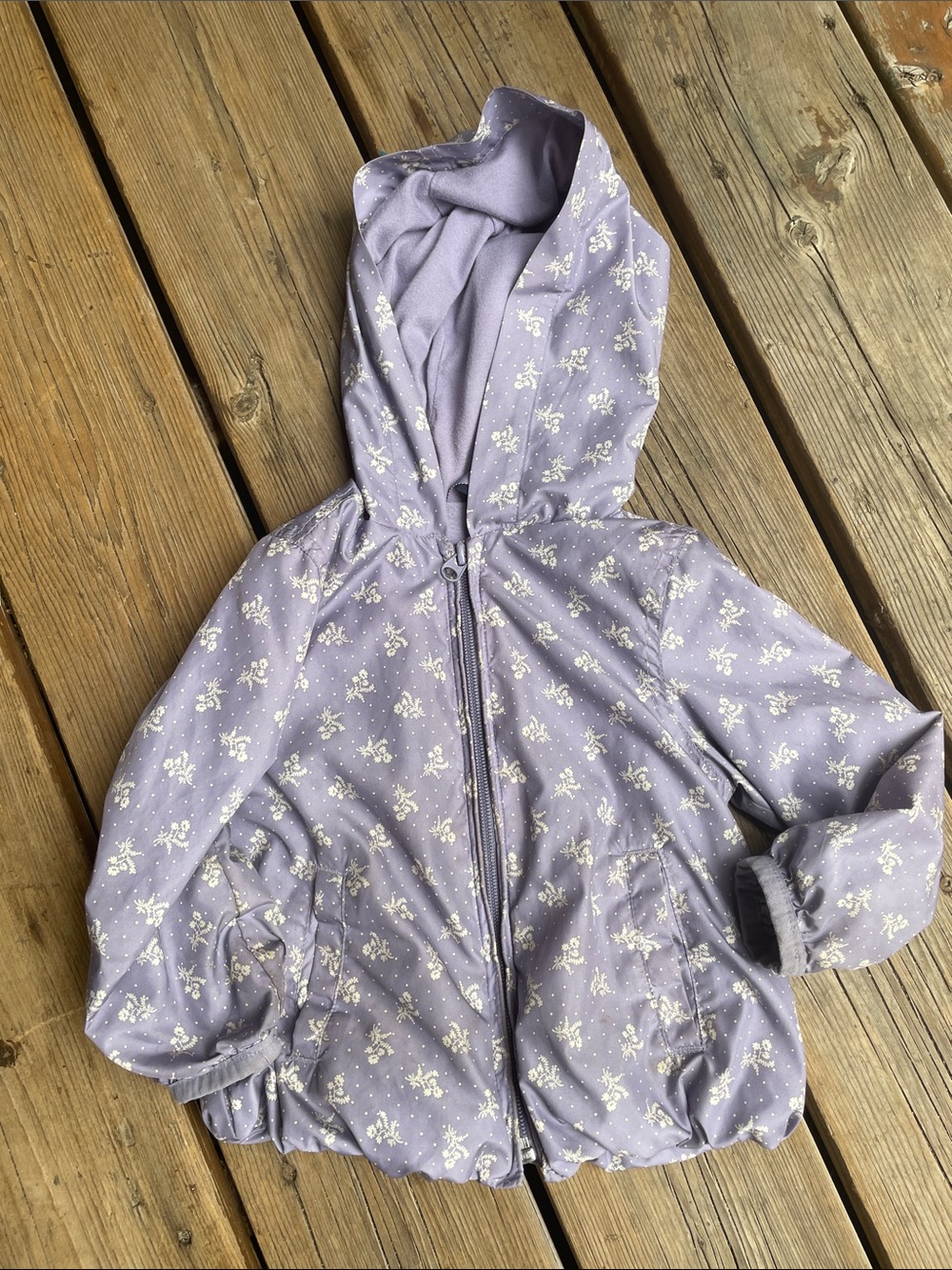 GAP 2T Lilac Floral Toddler Hooded Jacket Water-repellent Spring Lightweight